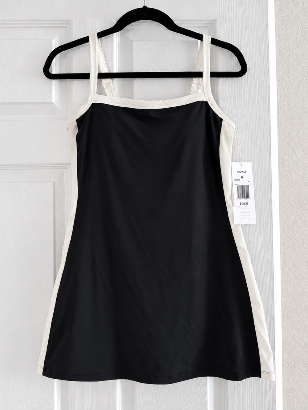 l*space Black Slip Dress with Cream Contrast Trim